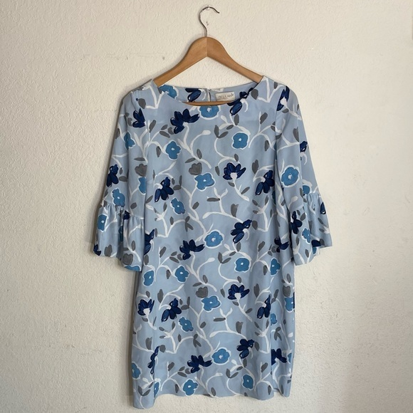 BEULAH LONDON Blue Floral 100% Silk Mid Sleeve‎ Dress ( 10 ) - Picture 1 of 5